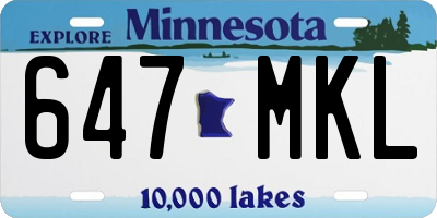 MN license plate 647MKL