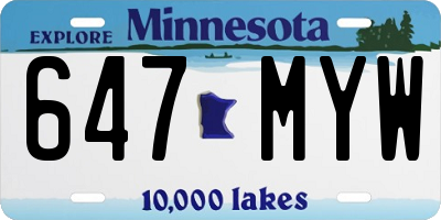 MN license plate 647MYW