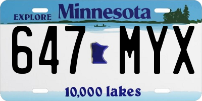 MN license plate 647MYX