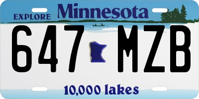 MN license plate 647MZB