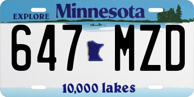 MN license plate 647MZD