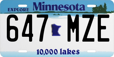 MN license plate 647MZE