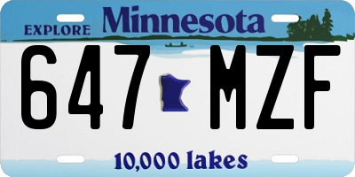 MN license plate 647MZF
