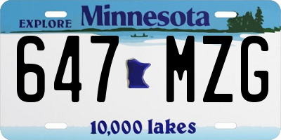 MN license plate 647MZG