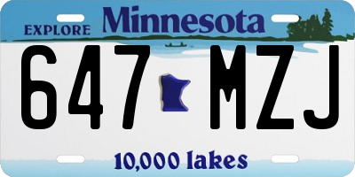 MN license plate 647MZJ