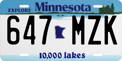MN license plate 647MZK
