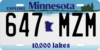 MN license plate 647MZM