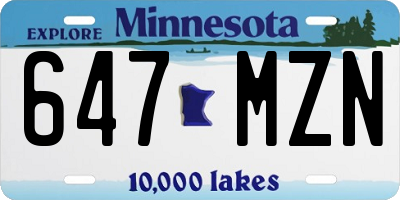 MN license plate 647MZN