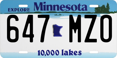 MN license plate 647MZO