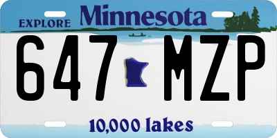 MN license plate 647MZP