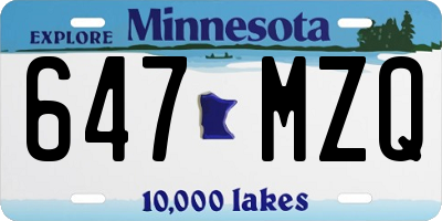 MN license plate 647MZQ