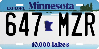 MN license plate 647MZR