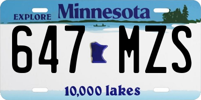 MN license plate 647MZS