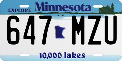MN license plate 647MZU