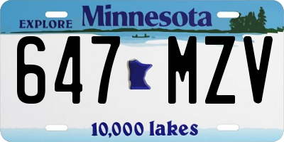 MN license plate 647MZV