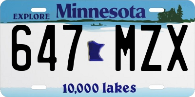 MN license plate 647MZX