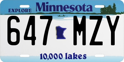 MN license plate 647MZY