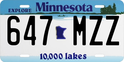 MN license plate 647MZZ