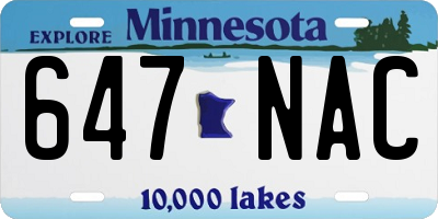 MN license plate 647NAC