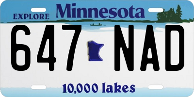 MN license plate 647NAD