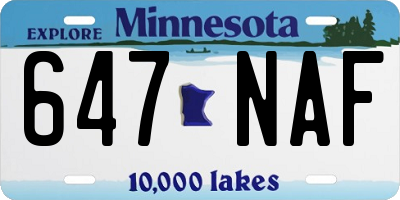 MN license plate 647NAF
