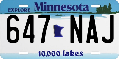 MN license plate 647NAJ