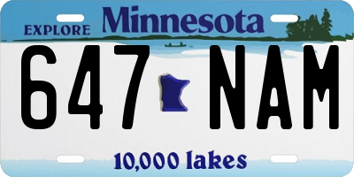 MN license plate 647NAM