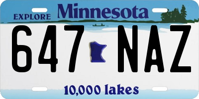 MN license plate 647NAZ
