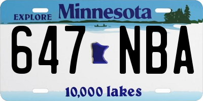 MN license plate 647NBA
