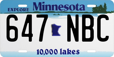 MN license plate 647NBC
