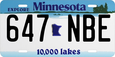 MN license plate 647NBE