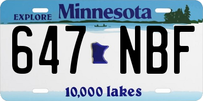MN license plate 647NBF