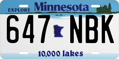 MN license plate 647NBK