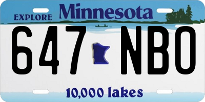MN license plate 647NBO
