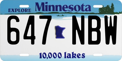 MN license plate 647NBW