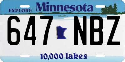 MN license plate 647NBZ