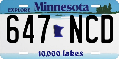MN license plate 647NCD