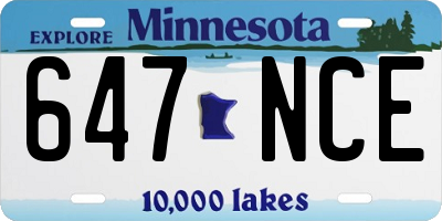 MN license plate 647NCE
