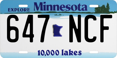 MN license plate 647NCF