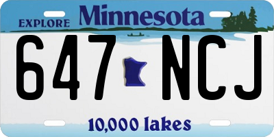 MN license plate 647NCJ