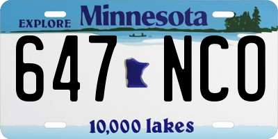 MN license plate 647NCO