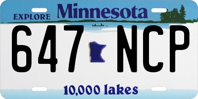 MN license plate 647NCP
