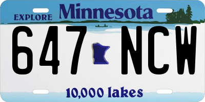 MN license plate 647NCW