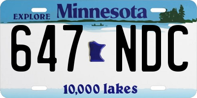 MN license plate 647NDC