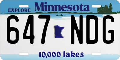 MN license plate 647NDG