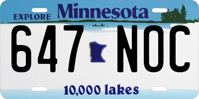 MN license plate 647NOC