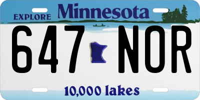 MN license plate 647NOR