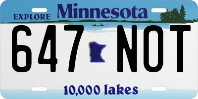 MN license plate 647NOT