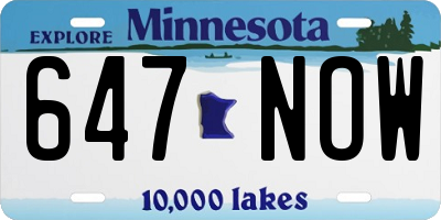 MN license plate 647NOW