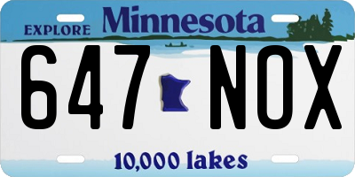 MN license plate 647NOX